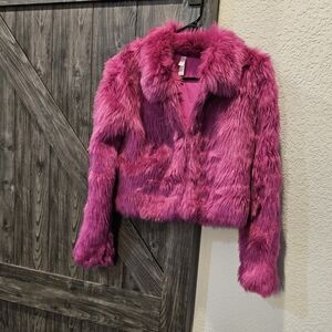 Women's Pink Faux Fur Jacket